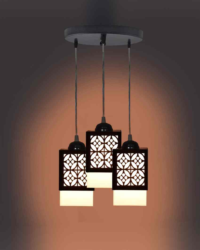 Clásico 3 Shades Wooden Pendant Ceiling Lamp | 5 x 6 x 32 inches