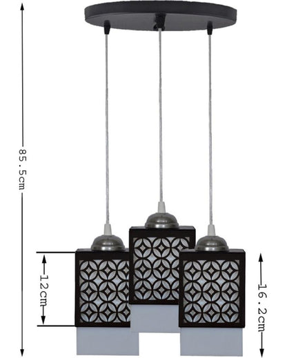 Struktur 3 Lights Wooden Pendant Hallway Ceiling Lamp | 5 x 6 x 32 inches