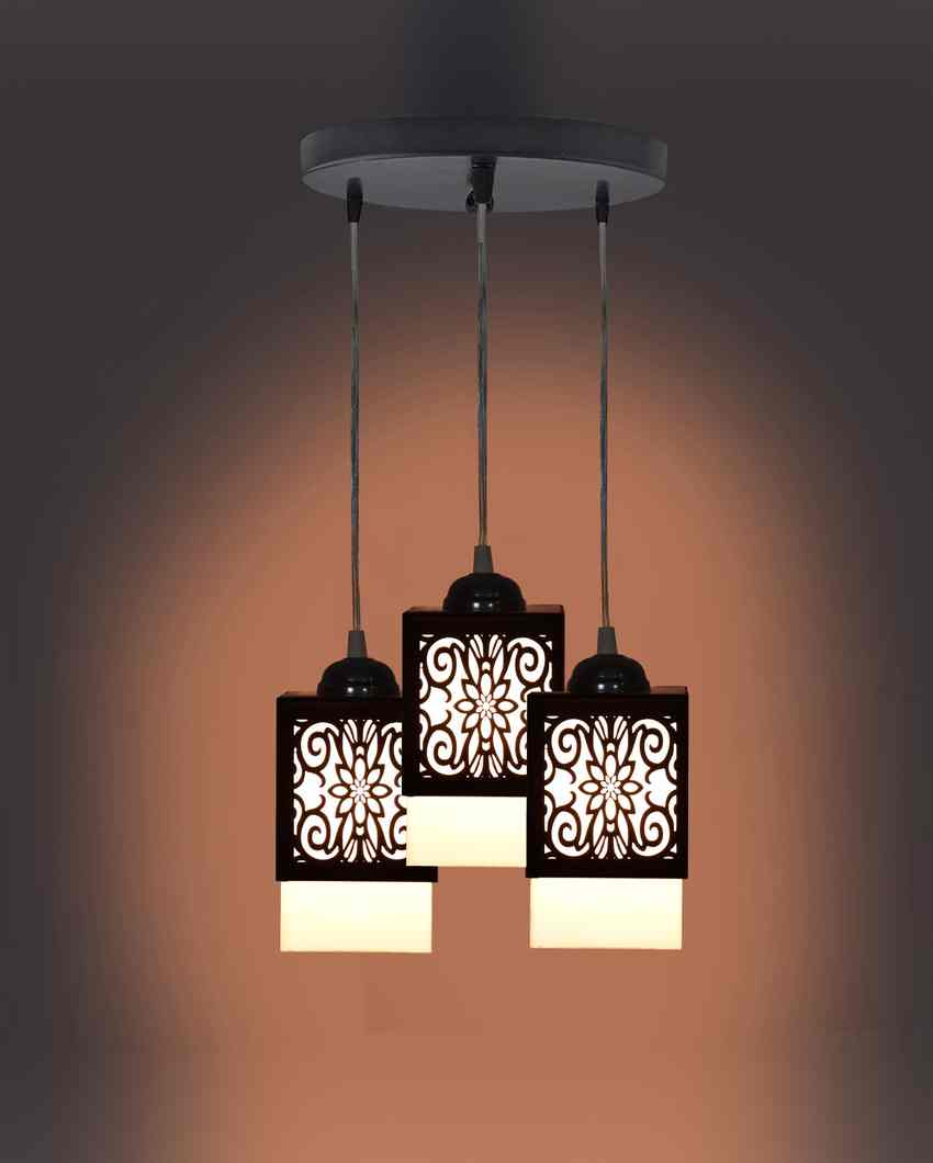 Modern Wooden Pendant 3 Lights Hallway Ceiling Lamp | 5 x 6 x 32 inches