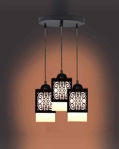 Modern Wooden Pendant 3 Lights Hallway Ceiling Lamp | 5 x 6 x 32 inches