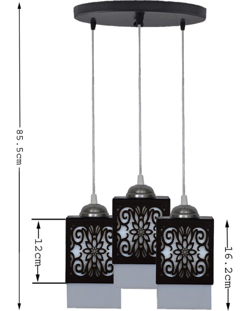 Modern Wooden Pendant 3 Lights Hallway Ceiling Lamp | 5 x 6 x 32 inches