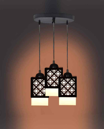 Elegant Wooden Pendant 3 Lights Hallway Ceiling Lamp | 5 x 6 x 32 inches