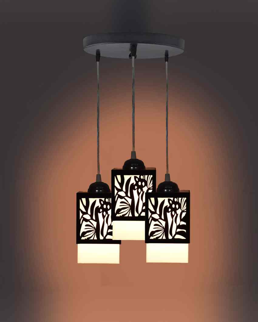 Posh 3 Lights Wooden Pendant Hallway Ceiling Lamp | 5 x 6 x 32 inches