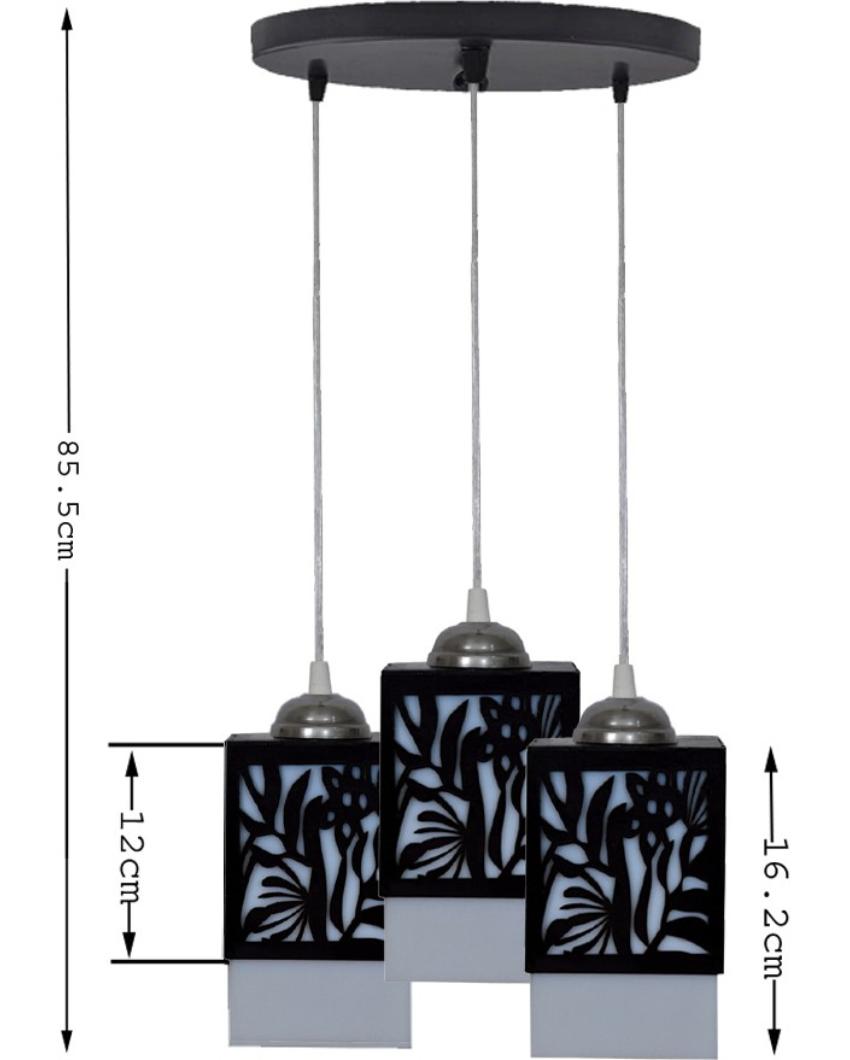 Posh 3 Lights Wooden Pendant Hallway Ceiling Lamp | 5 x 6 x 32 inches