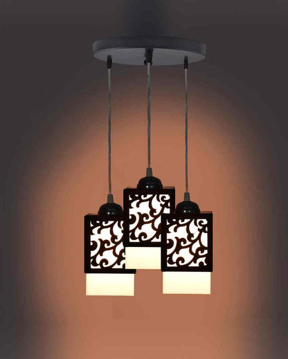 Detallado Wooden Pendant 3 Lights Hallway Ceiling Lamp | 5 x 6 x 32 inches