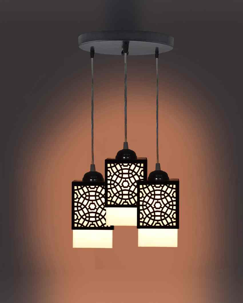 Deckey Wooden Pendant 3 Lights Hallway Ceiling Lamp | 5 x 6 x 32 inches