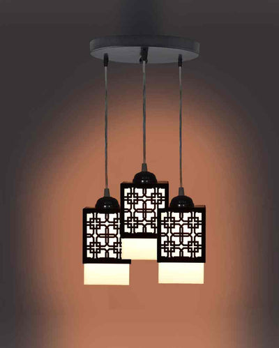 Contemporary Wooden Pendant 3 Lights Hallway Ceiling Lamp | 5 x 6 x 32 inches