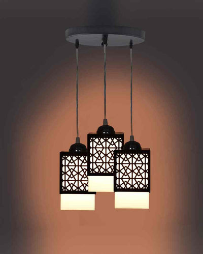 Edel 3 Lights Hallway Wooden Pendant Ceiling Lamp | 5 x 6 x 32 inches