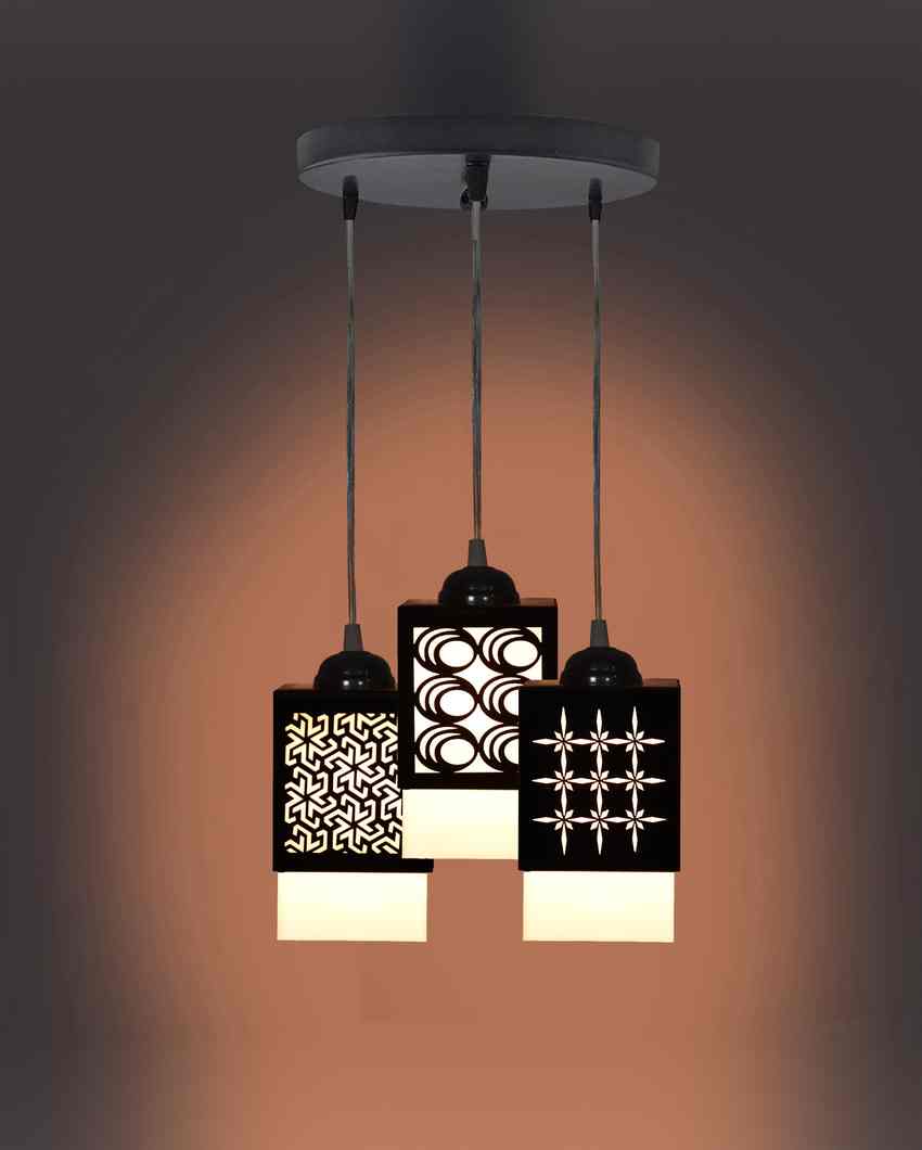 Ambiental Wooden 3 Lights Pendant Hallway Ceiling Lamp | 5 x 6 x 32 inches