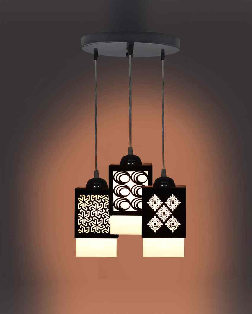 Artístico Wooden Pendant 3 Lights Hallway Ceiling Lamp | 5 x 6 x 32 inches