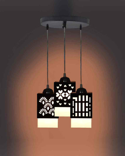 Arte Wooden 3 Lights Pendant Hallway Ceiling Lamp | 5 x 6 x 32 inches