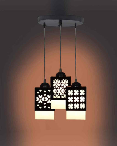 Artisan Wooden Pendant 3 Lights Hallway Ceiling Lamp | 5 x 6 x 32 inches