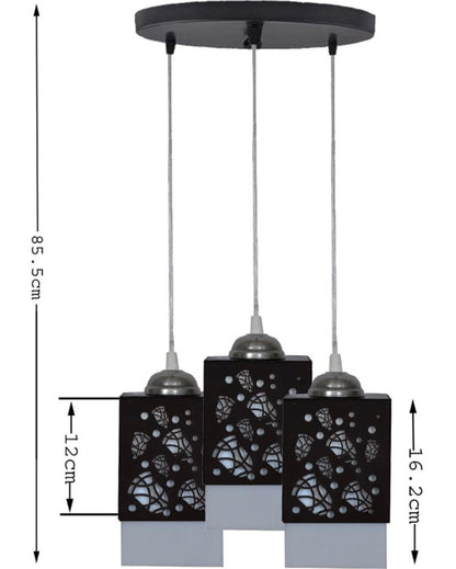 Funcional 3 Shades Wooden Pendant Hanging Ceiling Lamp | 5 x 6 x 32 inches