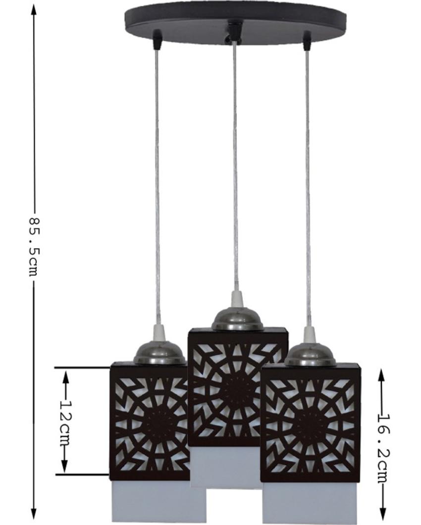 Posh Wooden 3 Lights Pendant Hallway Ceiling Lamp | 5 x 6 x 32 inches