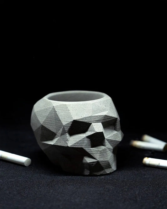 Unique Artistic Shape Skull Concrete Ashtray | 4 x 3 x 3 inches