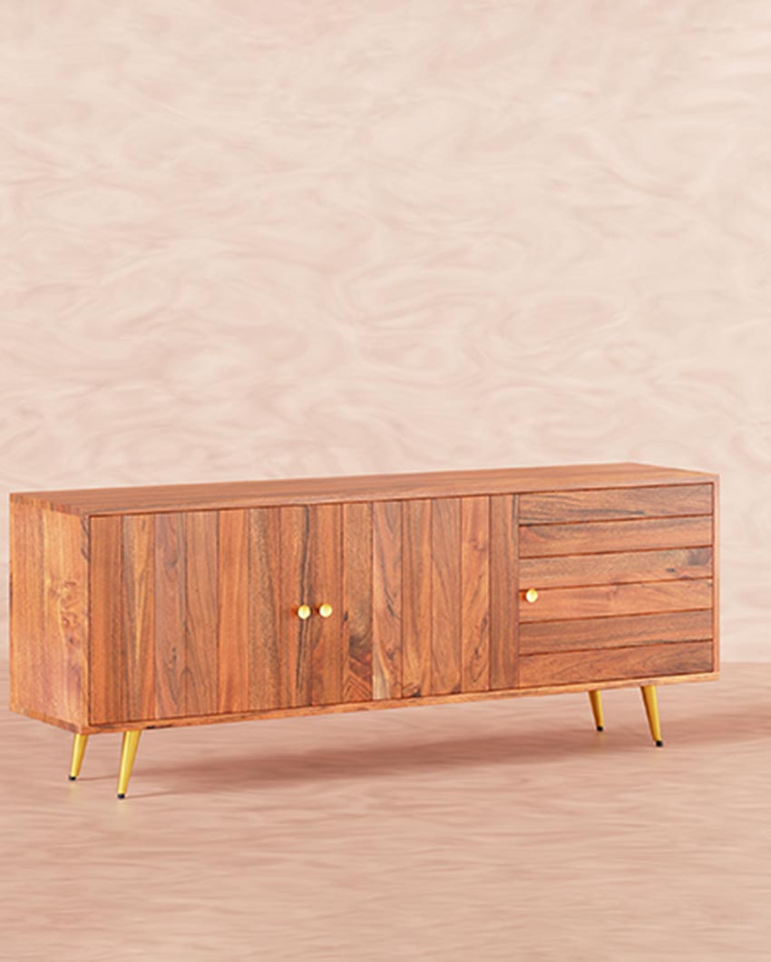 Elegant Brown Slat Sideboard | 67 x 16 x 26 inches