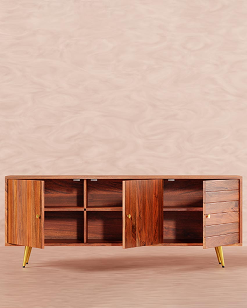 Elegant Brown Slat Sideboard | 67 x 16 x 26 inches