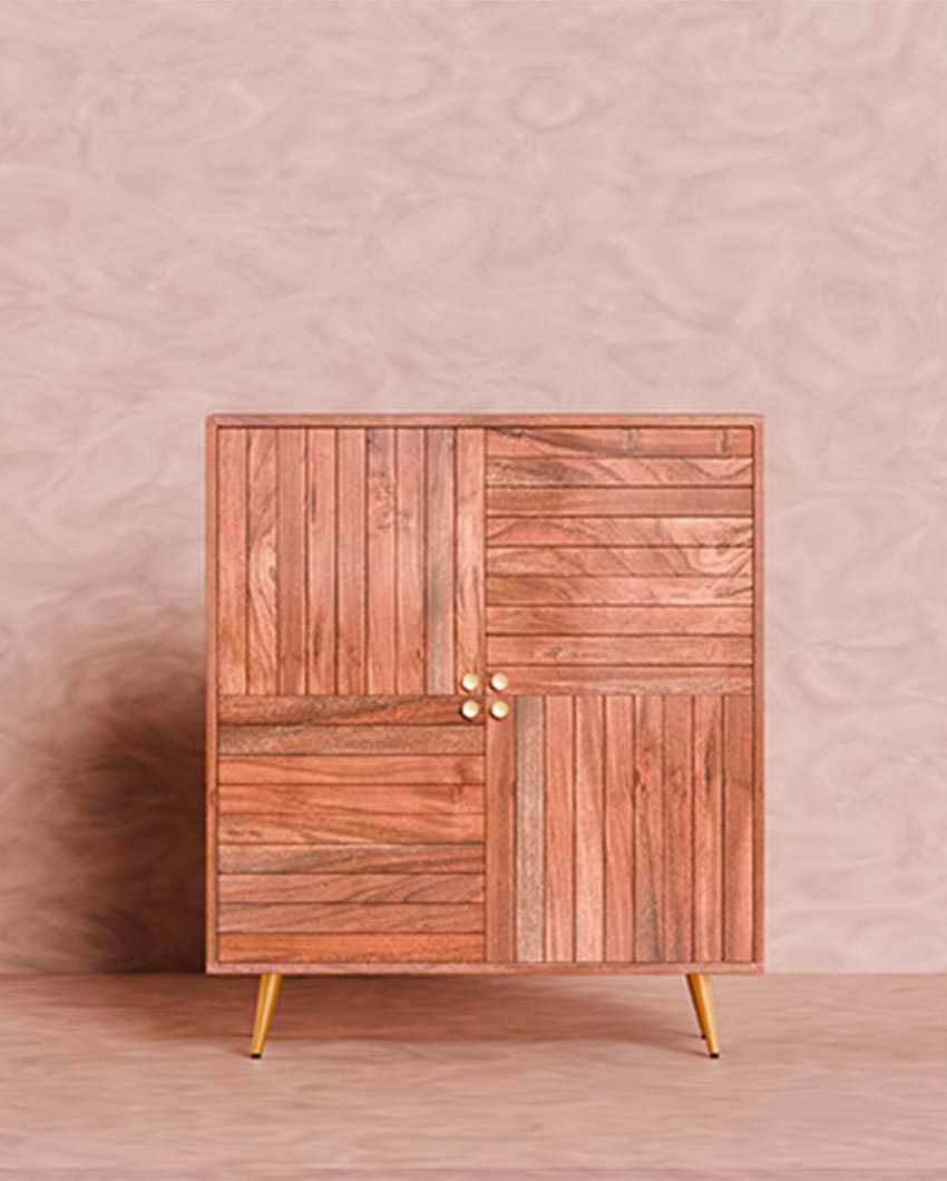 Sleek Brown Slat Four Door Cabinet | 39 x 16 x 45 inches