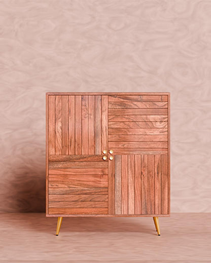 Sleek Brown Slat Four Door Cabinet | 39 x 16 x 45 inches