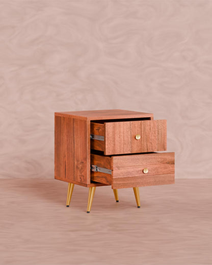 Charming Brown Slat Bedside Table | 18 x 16 x 16 inches