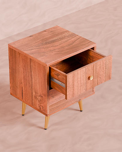 Charming Brown Slat Bedside Table | 18 x 16 x 16 inches