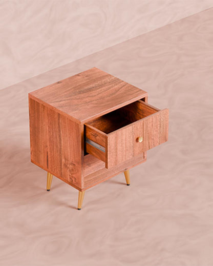 Charming Brown Slat Bedside Table | 18 x 16 x 16 inches