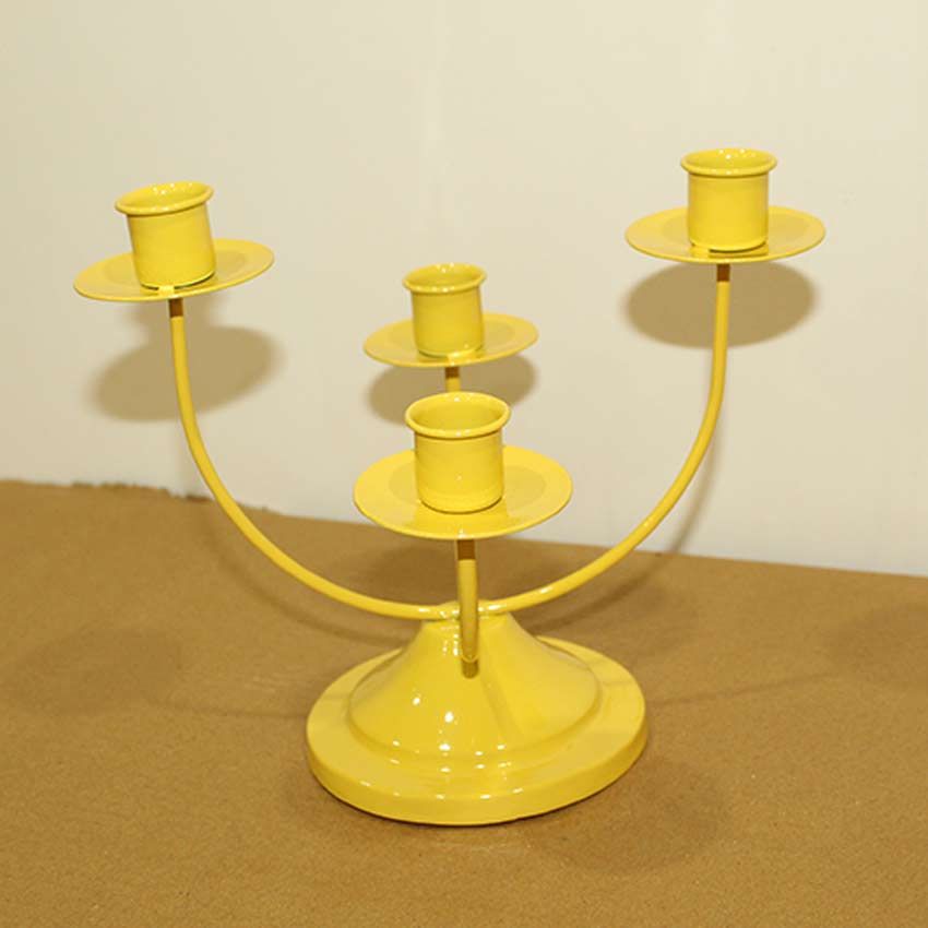 Elegant  Design Yellow Shade Candle Holder | 9 x 7 x 7 inches