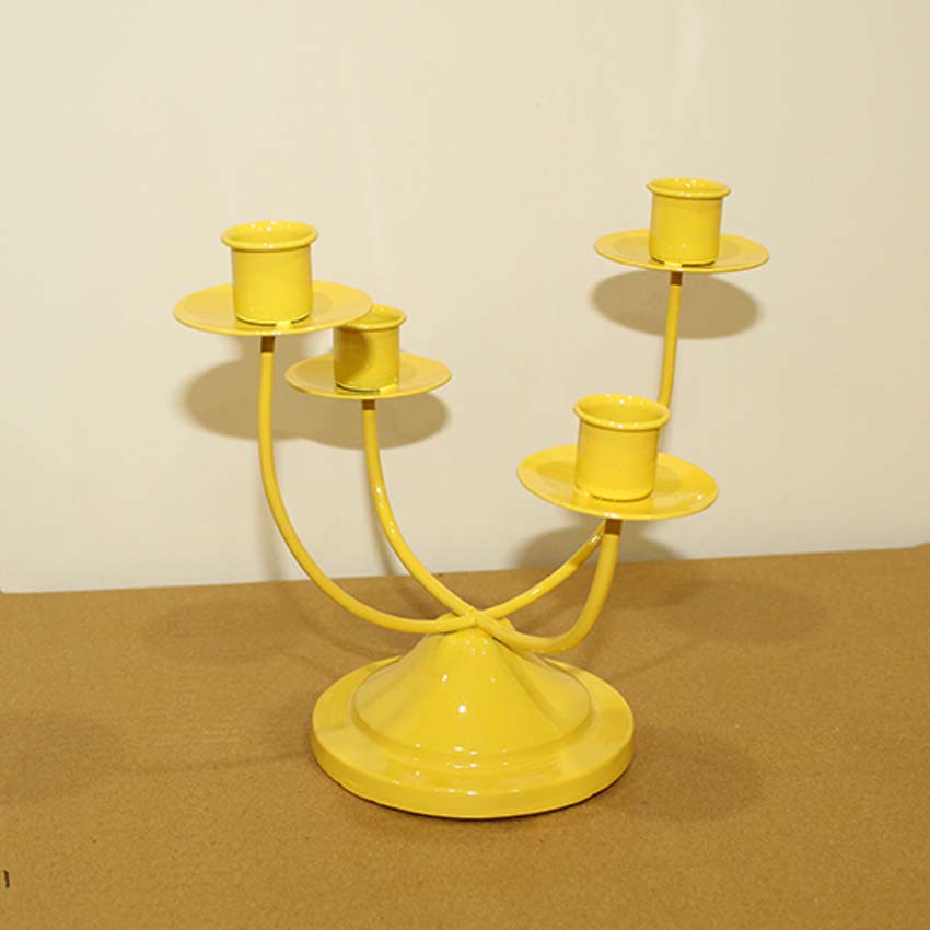 Elegant  Design Yellow Shade Candle Holder | 9 x 7 x 7 inches