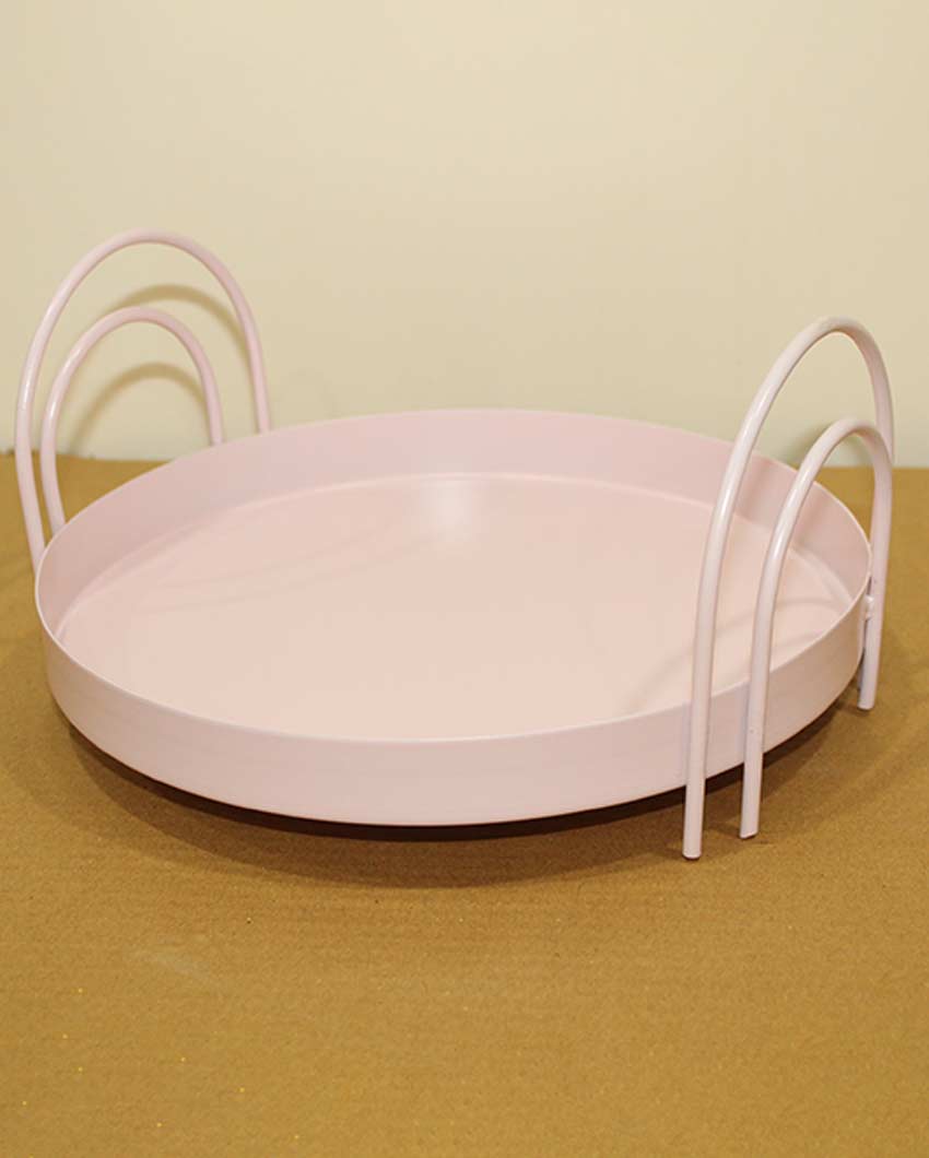 Beautiful Round Design Baby Pink Serving Tray | 10 x 5 inches