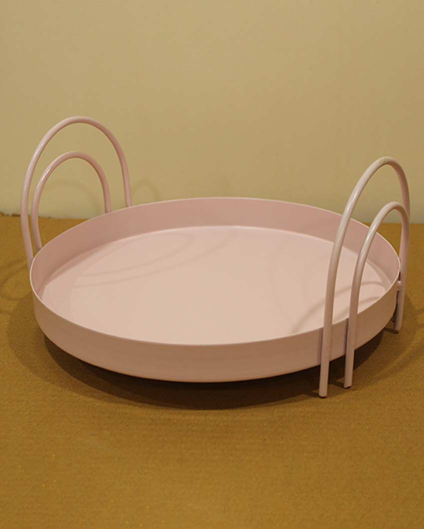 Beautiful Round Design Baby Pink Serving Tray | 10 x 5 inches