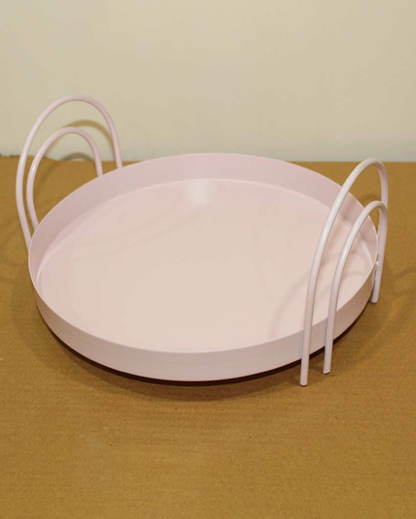 Beautiful Round Design Baby Pink Serving Tray | 10 x 5 inches