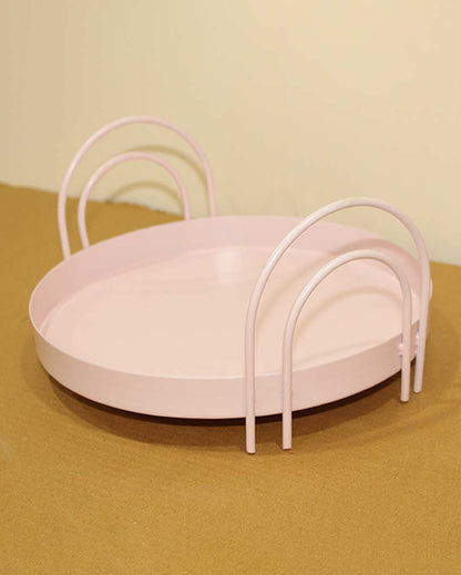 Beautiful Round Design Baby Pink Serving Tray | 10 x 5 inches