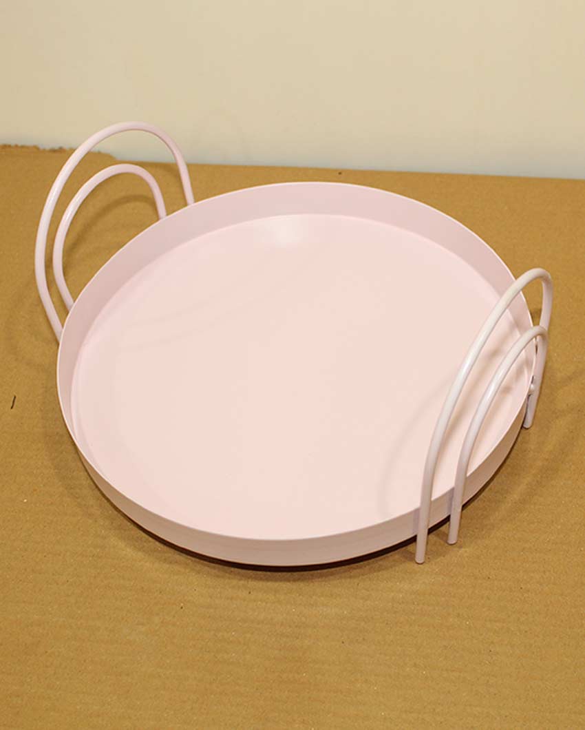 Beautiful Round Design Baby Pink Serving Tray | 10 x 5 inches