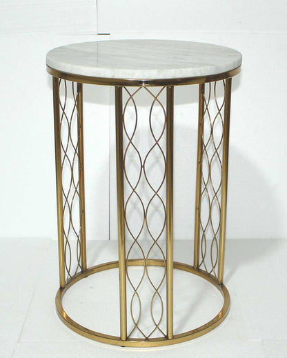 Premium Round Build White Shade Gold Plated Table | 15 x 21 inches