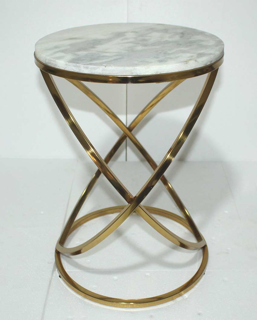 Sophisticated Design White Shade Gold Plated Side Table | 14 x 19 inches