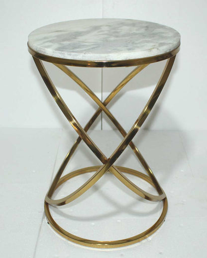 Sophisticated Design White Shade Gold Plated Side Table | 14 x 19 inches