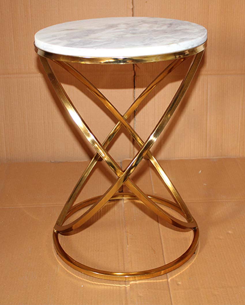 Sophisticated Design White Shade Gold Plated Side Table | 14 x 19 inches