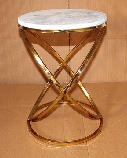 Sophisticated Design White Shade Gold Plated Side Table | 14 x 19 inches