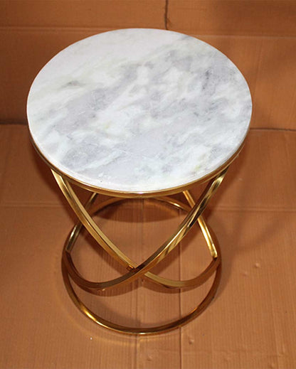 Sophisticated Design White Shade Gold Plated Side Table | 14 x 19 inches