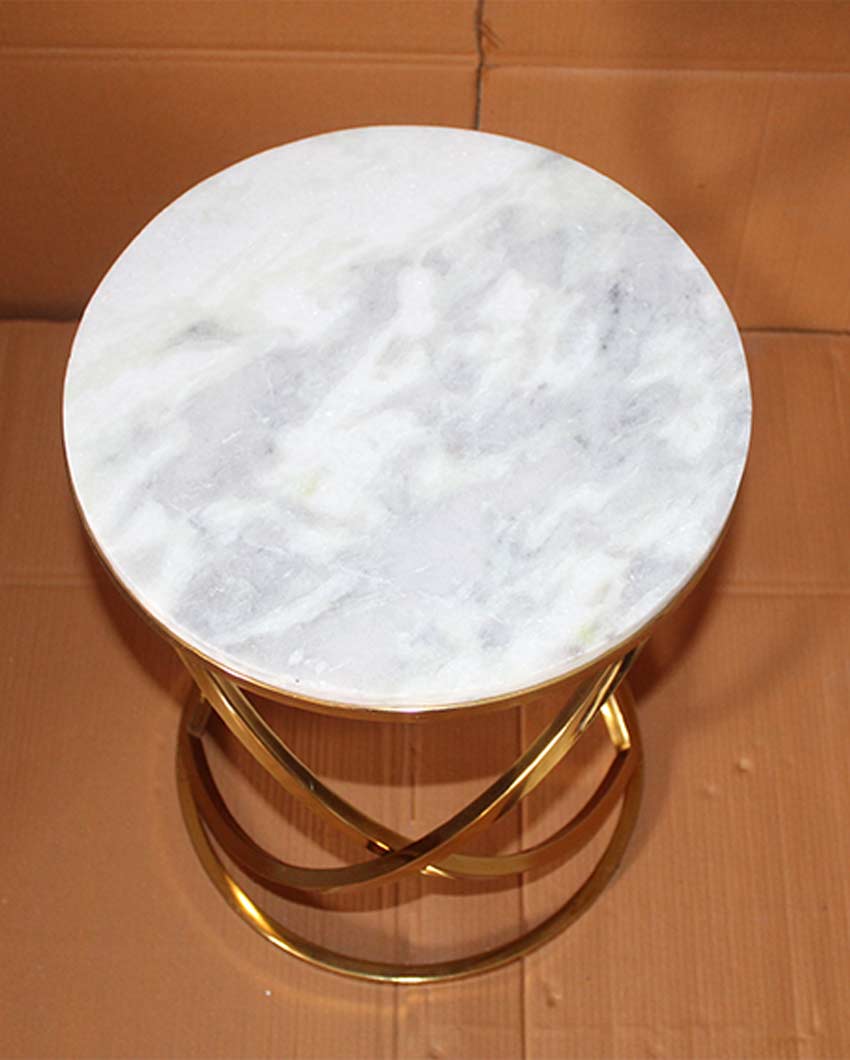 Sophisticated Design White Shade Gold Plated Side Table | 14 x 19 inches