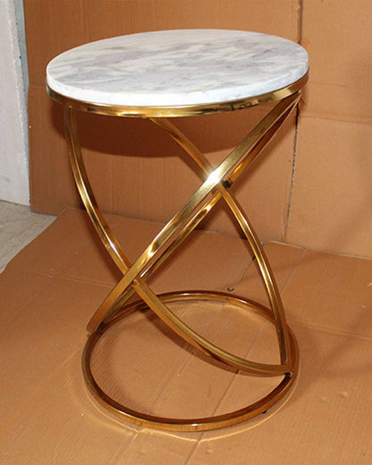 Sophisticated Design White Shade Gold Plated Side Table | 14 x 19 inches