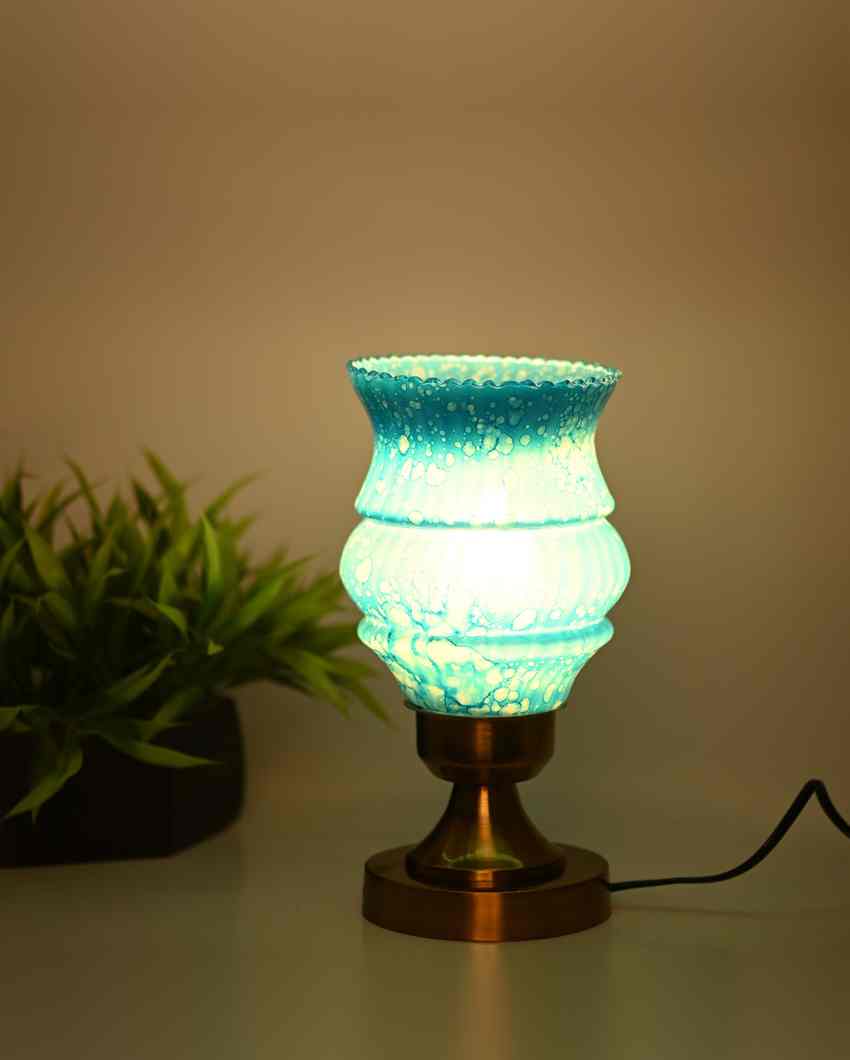 Lily Designer LED Compatible Table Lamp With Glass Shade | 4 x 10 inches