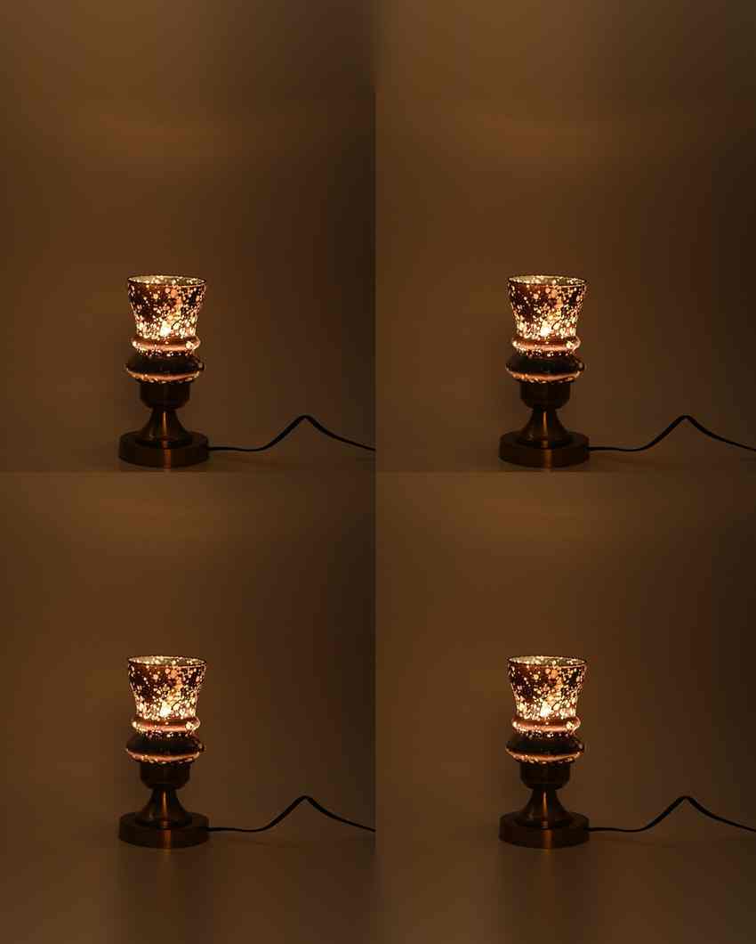 Tulip Designer LED Compatible Table Lamp With Glass Shade | 4 x 10 inches