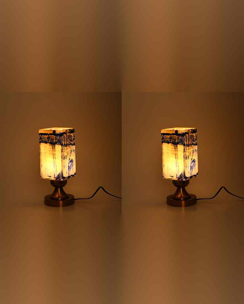 Peony Designer LED Compatible Table Lamp With Glass Shade | 4 x 10 inches