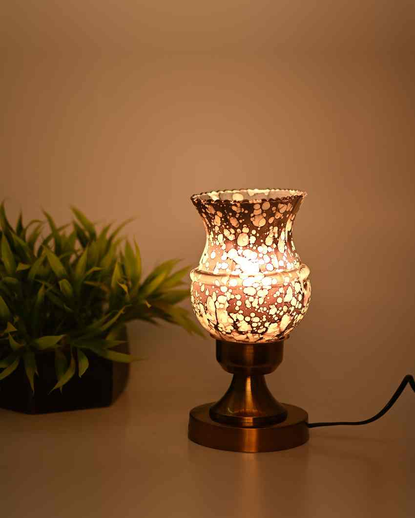 Marigold Designer LED Compatible Table Lamp With Glass Shade | 4 x 10 inches