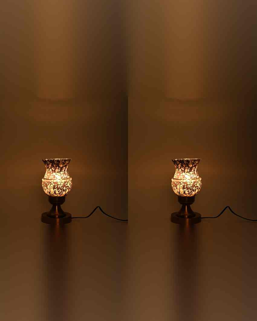 Marigold Designer LED Compatible Table Lamp With Glass Shade | 4 x 10 inches