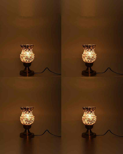 Marigold Designer LED Compatible Table Lamp With Glass Shade | 4 x 10 inches