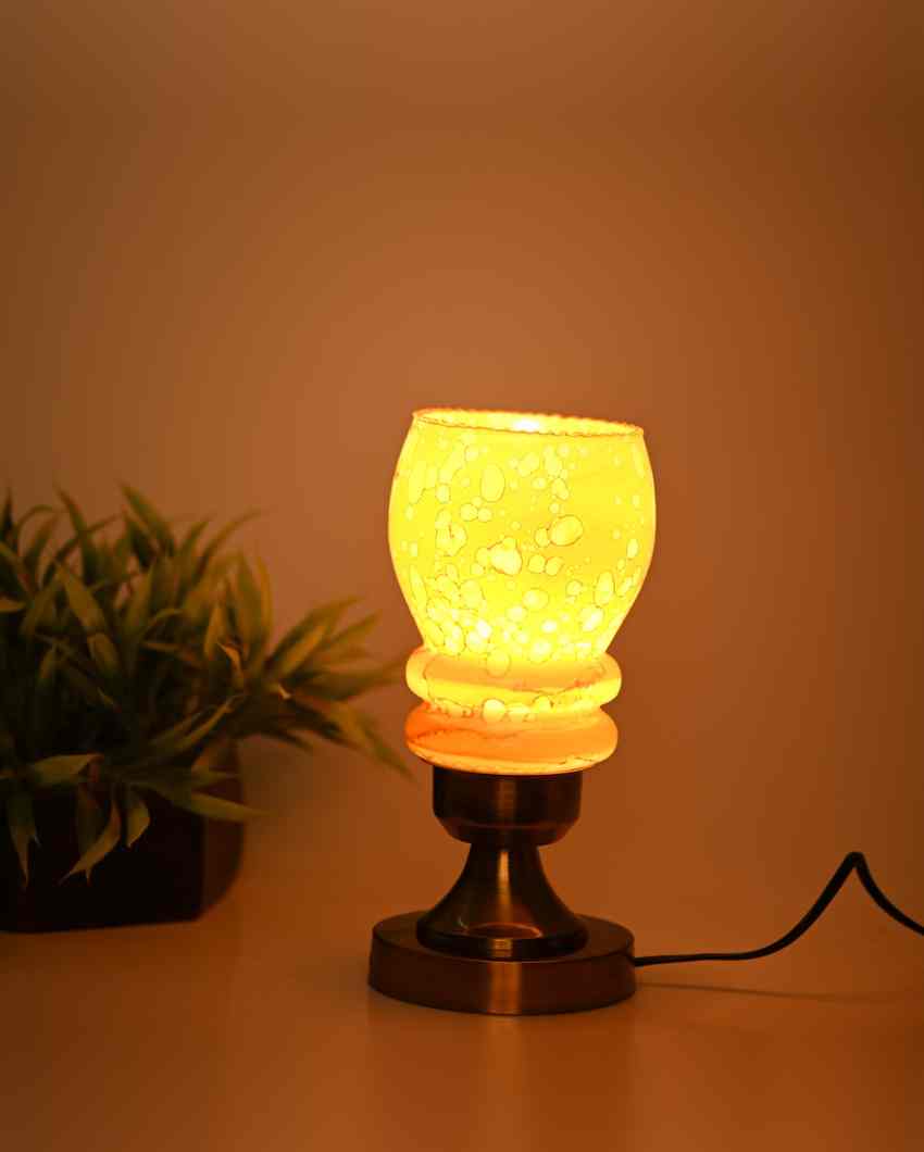 Jasmine Designer LED Compatible Table Lamp With Glass Shade | 4 x 10 inches