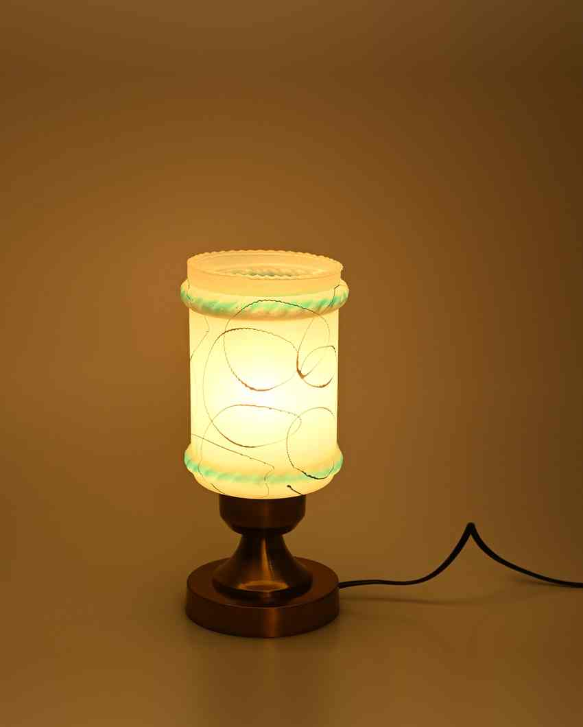 Lotus Designer LED Compatible Table Lamp With Glass Shade | 4 x 11 inches