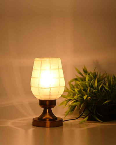 Zinnias Designer LED Compatible Table Lamp With Glass Shade | 4 x 10 inches